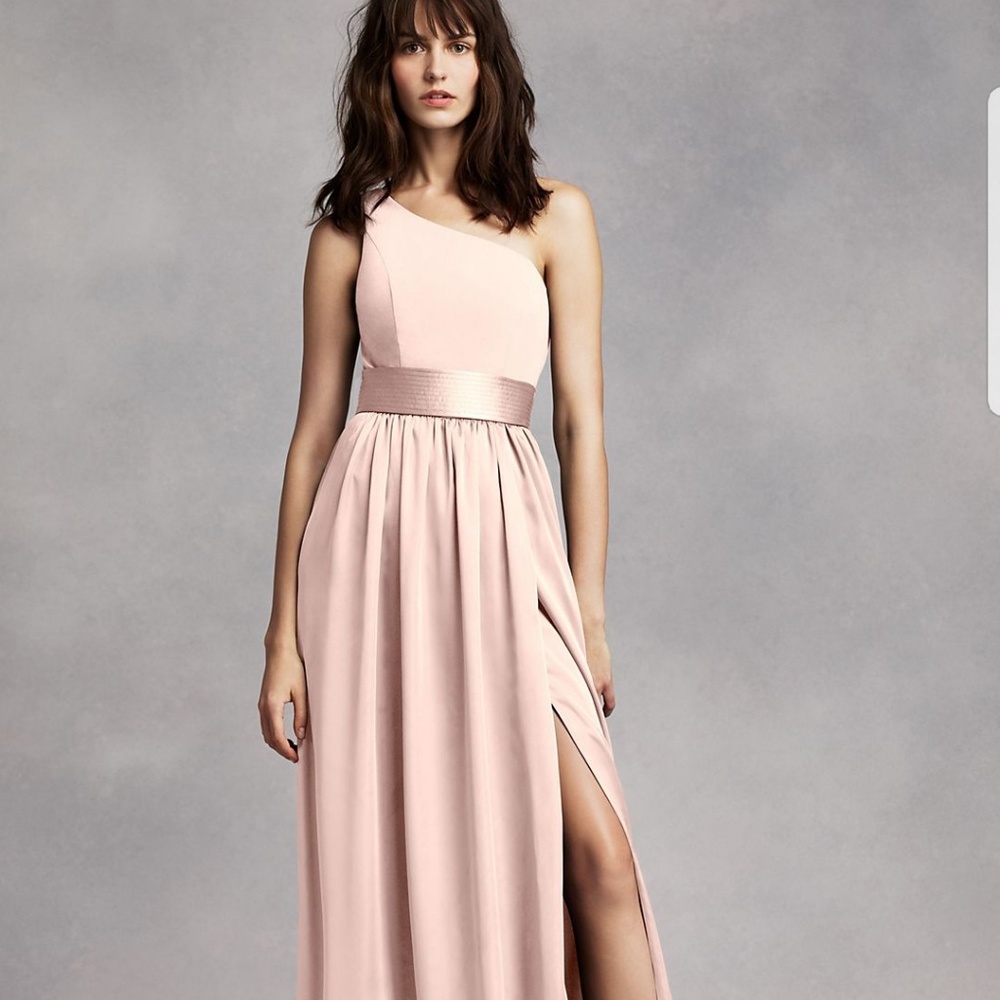White by Vera Wang 1-shoulder dress w/ satin sash